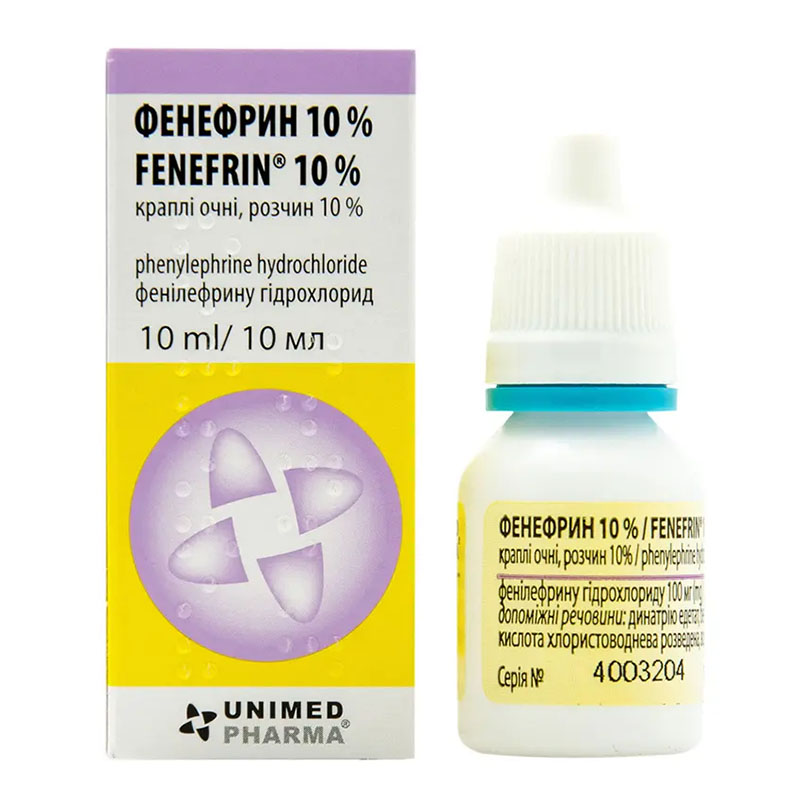 Фенефрін краплі очні розчин 10% по 10 мл у флаконі 1 шт.