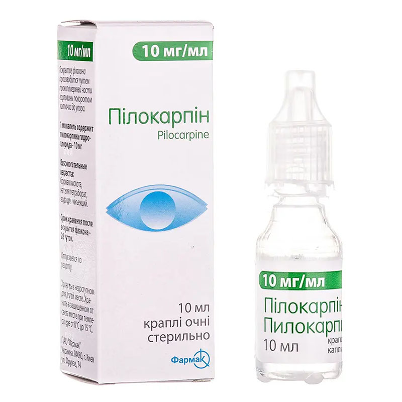Пілокарпін краплі 10 мг/мл по 10 мл у флаконі 1 шт. - Фармак