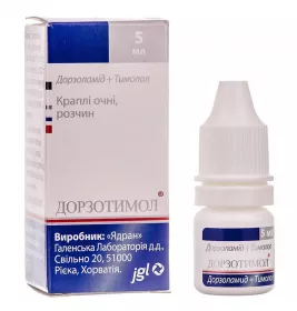 Дорзотимол краплі очні 2% по 5 мл у флаконі 1 шт.
