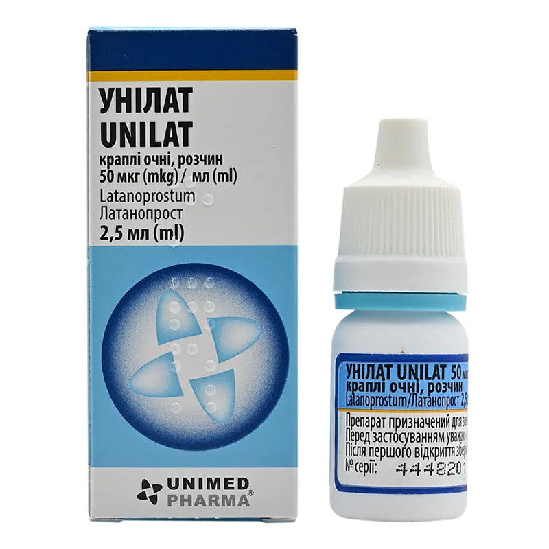 Унілат краплі очні 50 мкг/мл по 2,5 мл у флаконі
