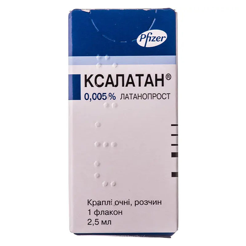 Ксалатан капли глазные 0.005% по 2.5 мл во флаконе 1 шт. Ксалатан капли глазные 0.005% по 2.5 мл во флаконе 1 шт.