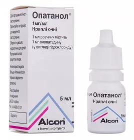 Опатанол очні краплі 1 мг/мл по 5 мл у флаконі 1 шт.