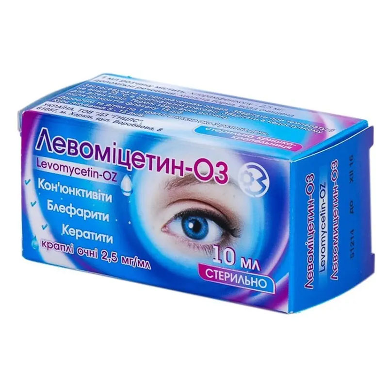 Левоміцетин-ОЗ краплі очні 2.5 мг/мл по 10 мл у флаконі 1 шт.
