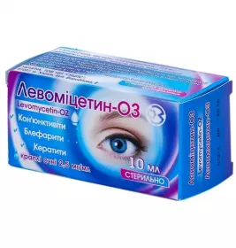 Левоміцетин-ОЗ краплі очні 2.5 мг/мл по 10 мл у флаконі 1 шт.