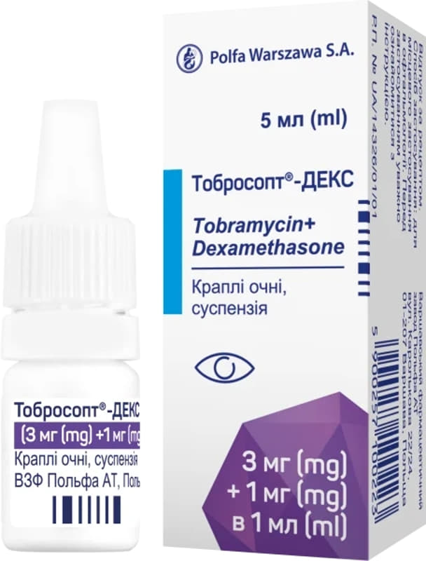 Тобросопт краплі очні 3 мг/мл по 5 мл у флаконі 1 шт.