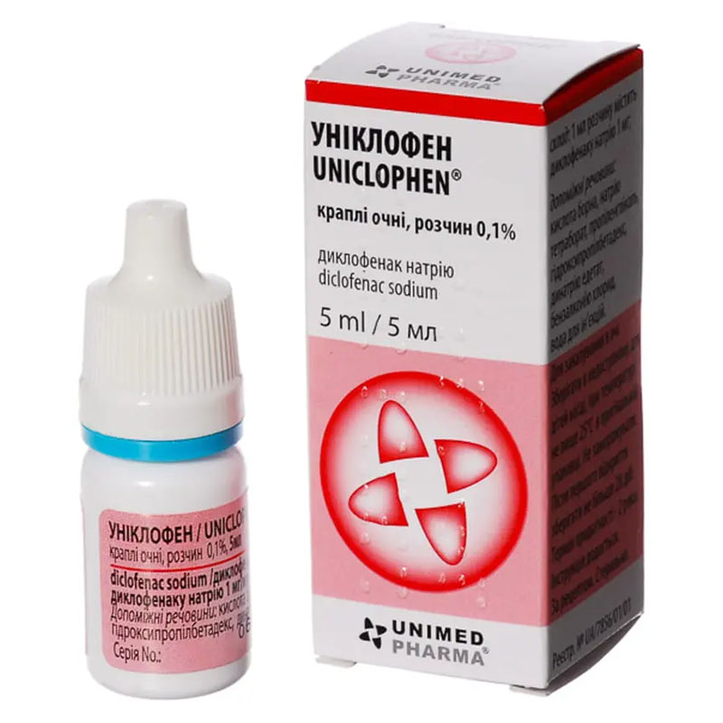 Уніклофен краплі очні 0,1% по 5 мл у флаконі 1 шт.