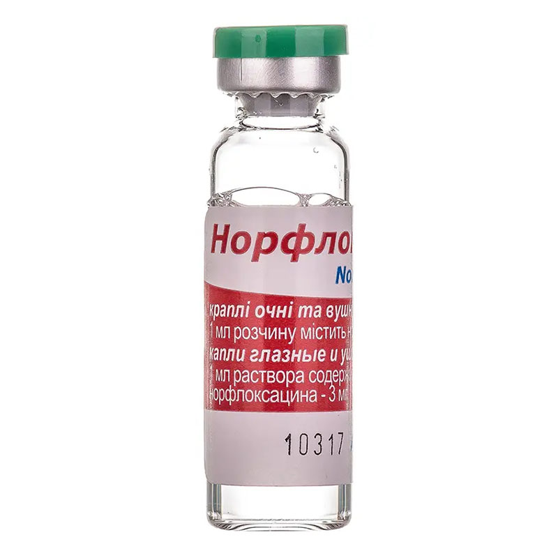 Норфлоксацин капли 3 мг/мл по 5 мл во флаконе 1 шт.