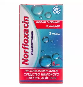 Норфлоксацин краплі 3 мг/мл по 5 мл у флаконі 1 шт.