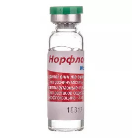 Норфлоксацин краплі 3 мг/мл по 5 мл у флаконі 1 шт.