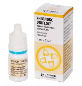 Уніфлокс краплі очні та вушні 0,3% по 5 мл у флаконі 1 шт.