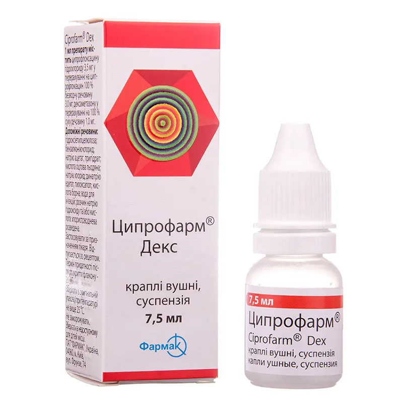 Ципрофарм Декс краплі вушні по 7.5 мл у флаконі 1 шт.