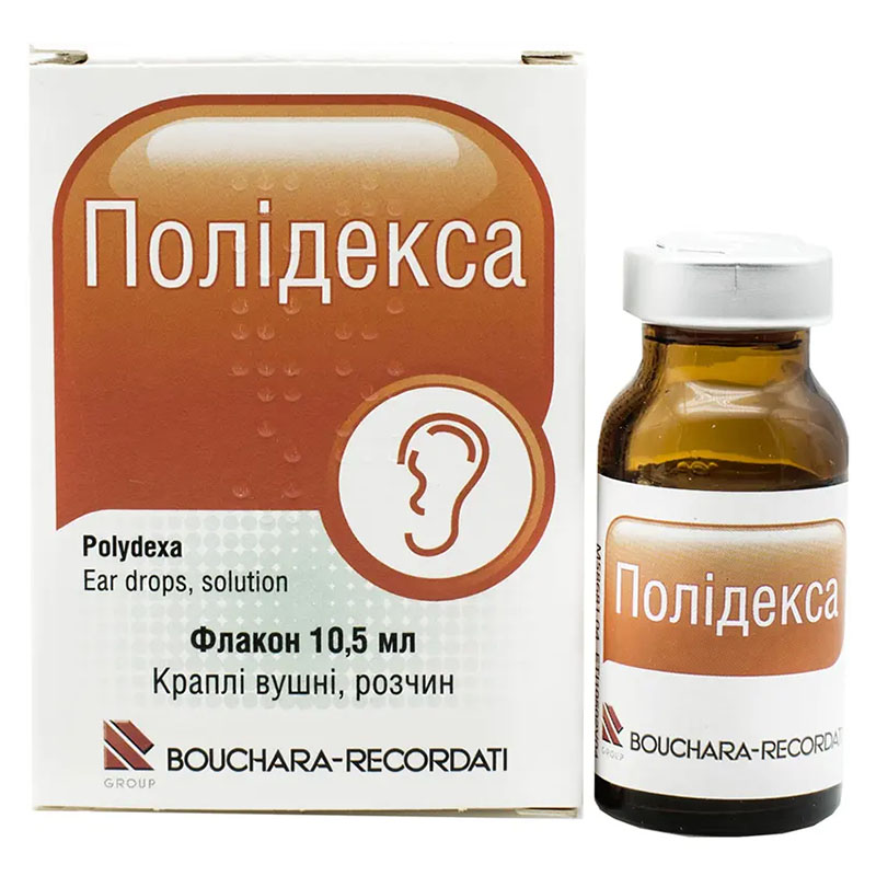 Полідексу вушні краплі по 10.5 мл у флаконі 1 шт.