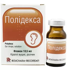 Полідексу вушні краплі по 10.5 мл у флаконі 1 шт. Полідексу вушні краплі по 10.5 мл у флаконі 1 шт.