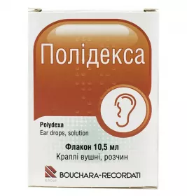 Полідексу вушні краплі по 10.5 мл у флаконі 1 шт.