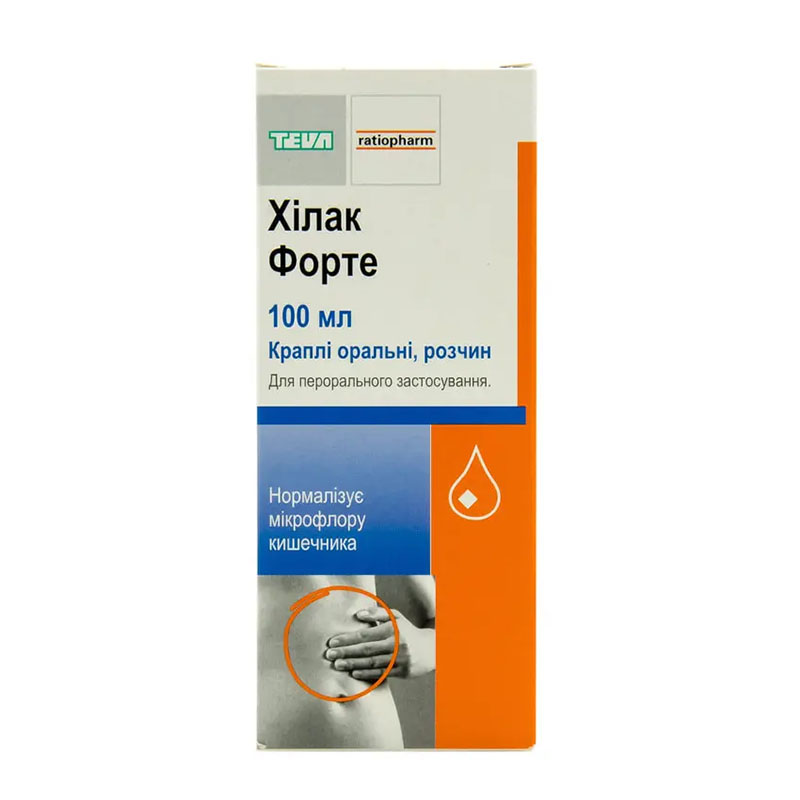 Хілак форте краплі по 100 мл у флаконі з пробкою-крапельницею