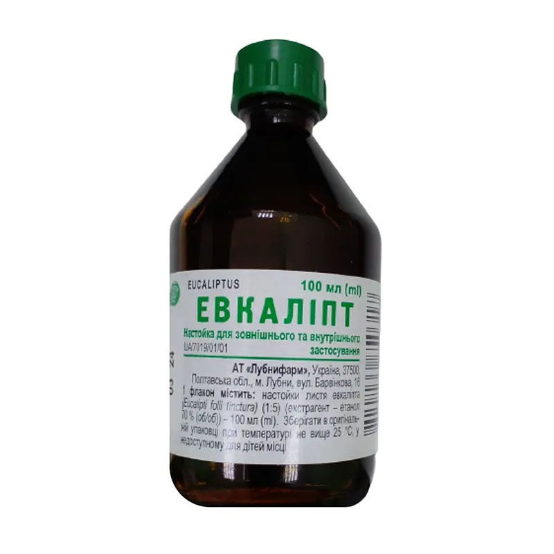 Евкаліпта настоянка по 100 мл у флаконі - Лубнифарм