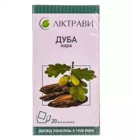 Дуба кора по 2.5 г у фільтр-пакетиках 20 шт. - Ліктрави