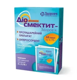 ДІОСМЕКТИТ-ЗДОРОВ`Я. порошок для оральної суспензії, 3 г/3,76 г; по 3,76 г у саше; по 10 саше у коробці