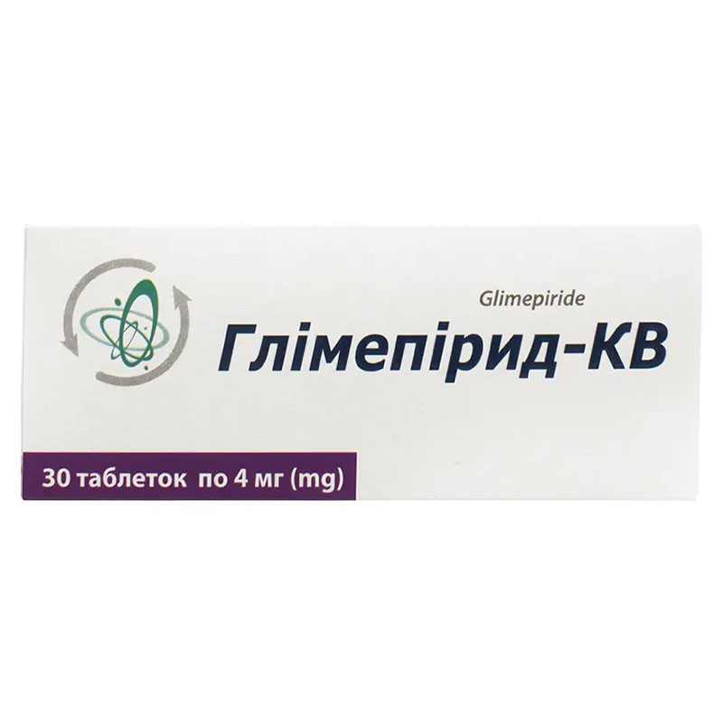 Глимепирид-КВ таблетки по 4 мг 30 шт. (10х3) Глимепирид-КВ таблетки по 4 мг 30 шт. (10х3)