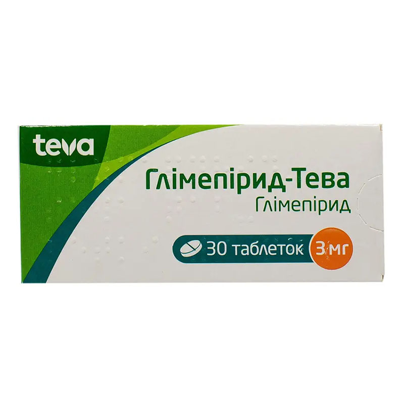 Глімепірид-Тева таблетки по 3 мг 30 шт. (10х3)