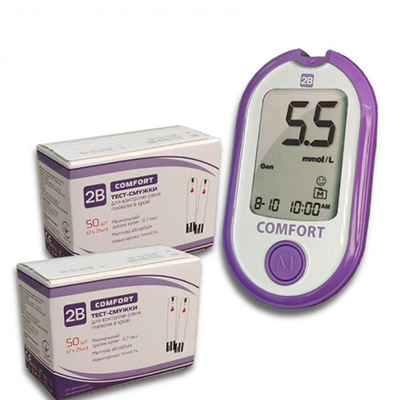 *Тест-смужки 2B COMFORT (50)*2уп + Глюкометр 2B COMFORT