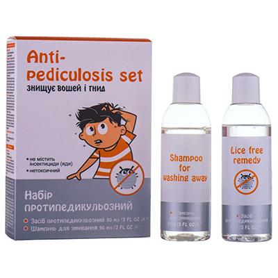 *Протипедикульозний набір (засіб протипедикульозний 90мл + шампунь для змивання 90мл)