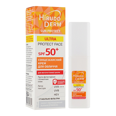 *Крем Hirudo Derm Sun Protect Ultra Protect Face сонцезахисний для обличчя SPF 50+ 50мл