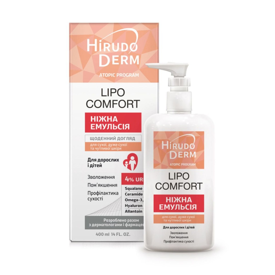 Емульсія Hirudo Derm LIPO COMFORT ніжна для сухої і чутливої шкіри 400мл
