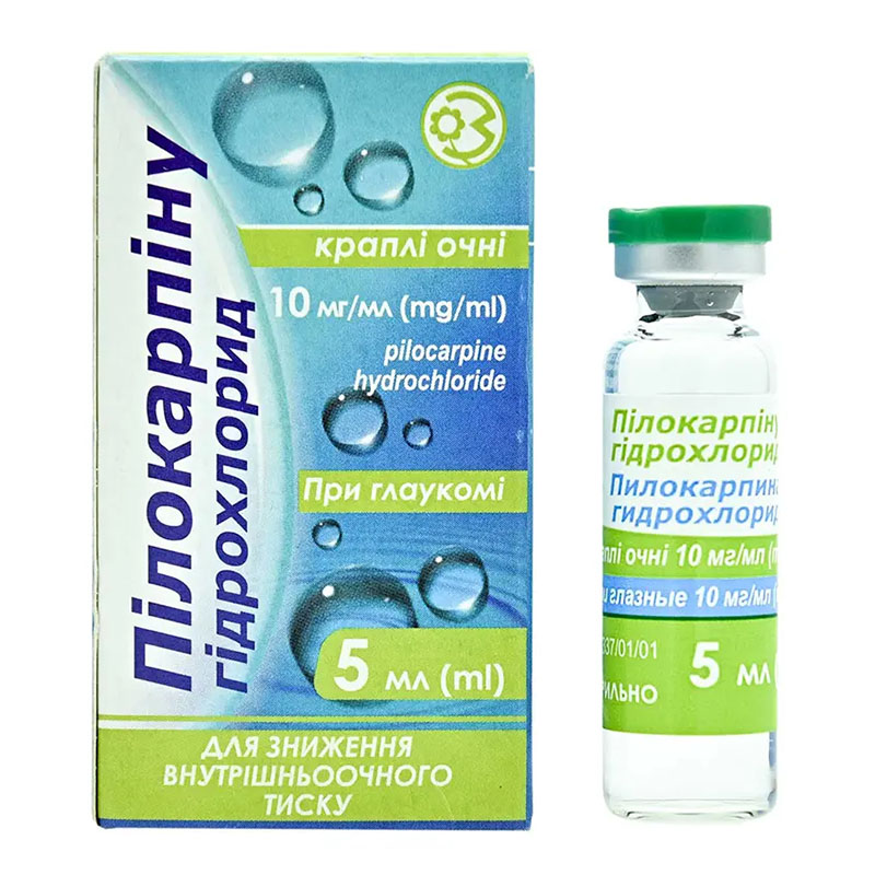 Пилокарпина гидрохлорид капли 10 мг/мл по 5 мл во флаконе 1 шт.