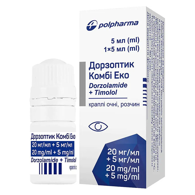 Дорзоптик Комбі Еко очні краплі 20 мг/мл + 5 мг/мл по 5 мл у флаконі 1 шт.