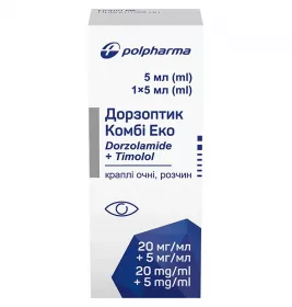 Дорзоптик Комбі Еко очні краплі 20 мг/мл + 5 мг/мл по 5 мл у флаконі 1 шт.