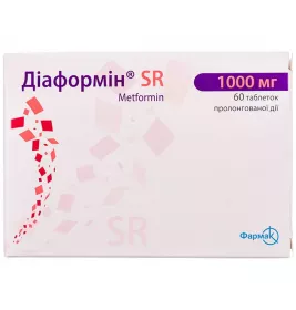 Діаформін SR таблетки по 1000 мг 60 шт. (10х6)