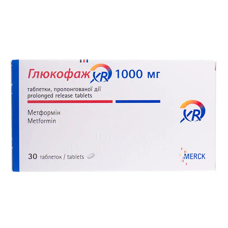 Глюкофаж XR таблетки по 1000 мг 30 шт. (10х3)