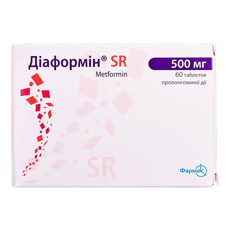 Діаформін SR таблетки по 500 мг 60 шт. (10х6)