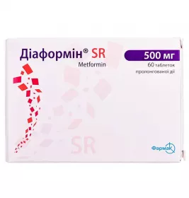 Діаформін SR таблетки по 500 мг 60 шт. (10х6)