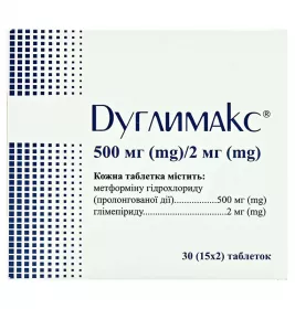 Дуглимакс таблетки по 500 мг/2 мг 30 шт. (15х2)