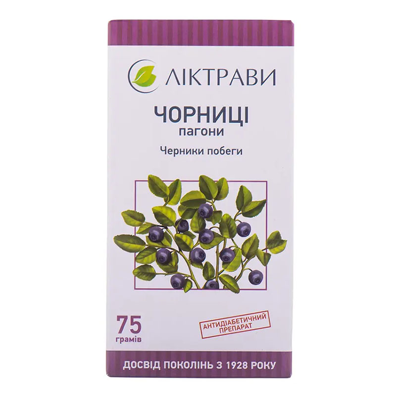 Чорниці пагони по 75 г у пачці - Ліктрави