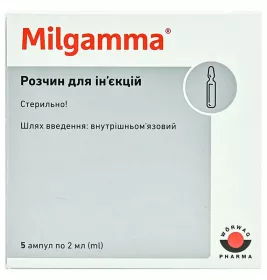 Мильгамма раствор для инъекций в ампулах по 2 мл 5 шт.