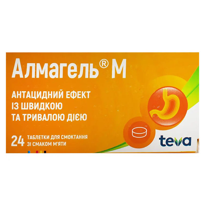 Алмагель М таблетки зі смаком м'яти 24 шт. (6х4)