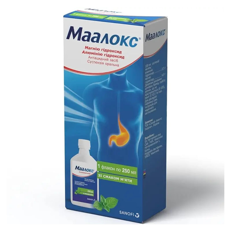 Маалокс суспензия по 250 мл во флаконе 1 шт.