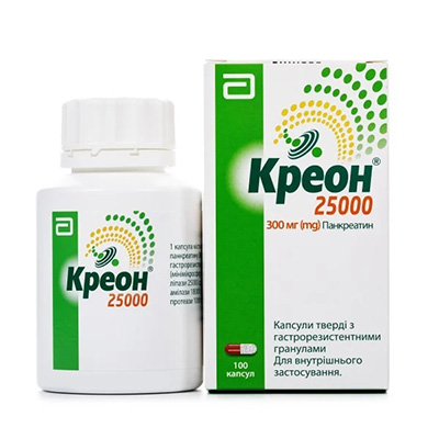 Креон 25000 капсулы по 300 мг 100 шт. во флаконе 1 шт. Креон 25000 капсулы по 300 мг 100 шт. во флаконе 1 шт.