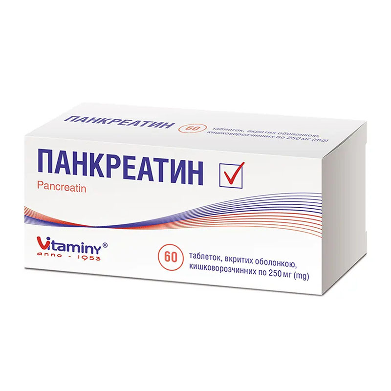 Панкреатин таблетки по 0,25 г 60 шт. - Умань Витамин Панкреатин таблетки по 0,25 г 60 шт. - Умань Витамин