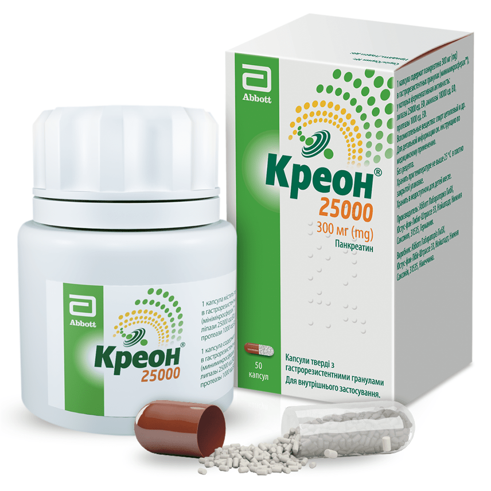 Креон 25000 капсули по 300 мг 50 шт. у флаконі 1 шт.
