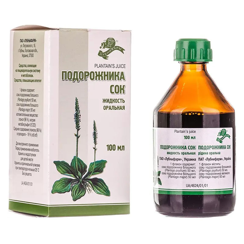Подорожника сік рідина по 100 мл у флаконі 1 шт.