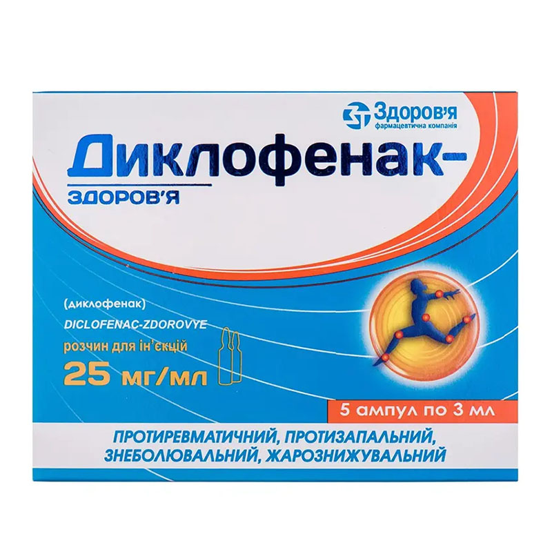 *Диклофенак-Здоровʼя р-н д/ін.2,5% 3мл амп.№5