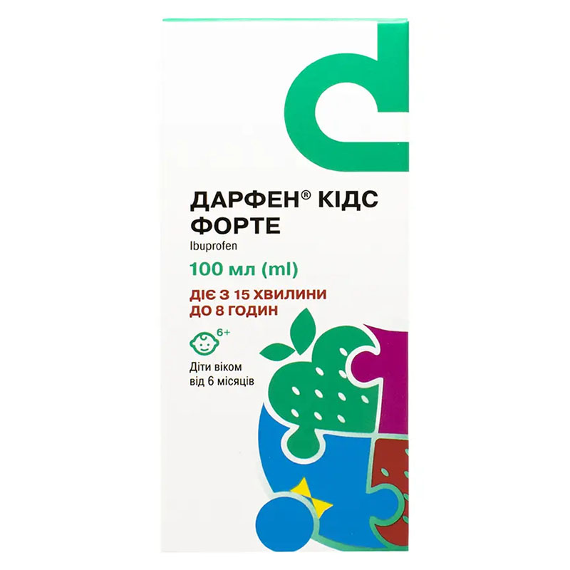 Дарфен Кидс-Дарница Форте для детей суспензия 200 мг/5 мл по 100 мл во флаконе 1 шт. Дарфен Кидс-Дарница Форте для детей суспензия 200 мг/5 мл по 100 мл во флаконе 1 шт.