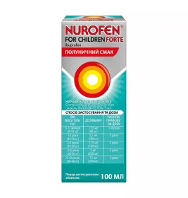 Нурофен для дітей форте полуниця суспензія 200 мг/5 мл по 100 мл у флаконі 1 шт.
