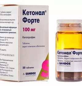 Кетонал форте таблетки, в/плів. обол. по 100 мг 20 шт. у флаконі
