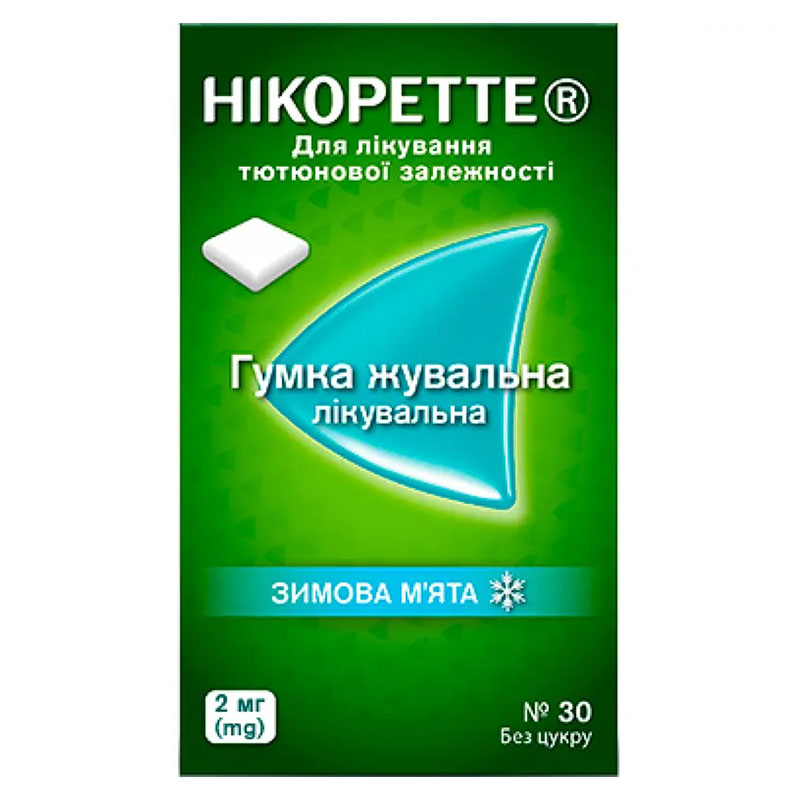 Никоретте зимняя мята резинка жевательная по 2 мг 30 шт. (15х2)