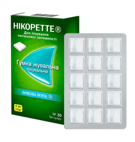 Никоретте зимняя мята резинка жевательная по 4 мг 30 шт. (15х2)